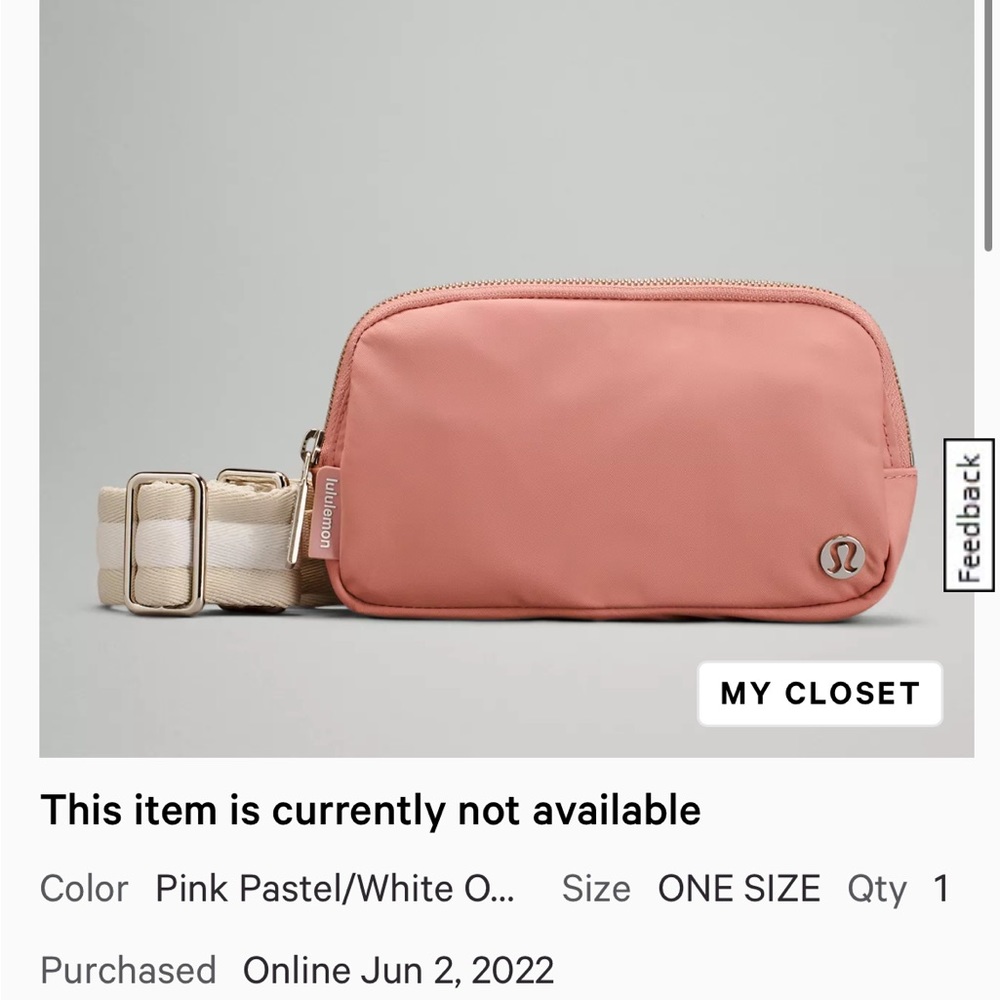 Lululemon Everywhere Cross Body Bag pink pastel/white opal